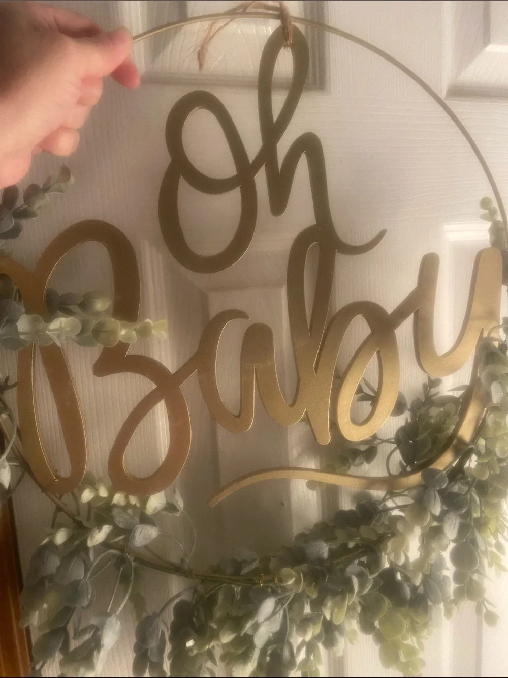 Oh Baby Gold Script Wreath Sign - Home Holiday Decor
